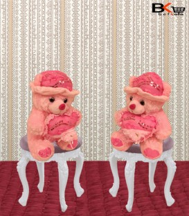 خرس عروسکی صورتی کلاه دار