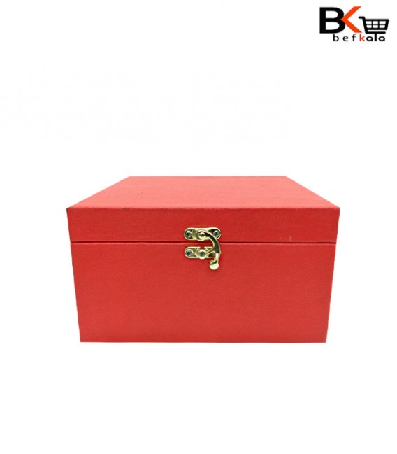 باکس کادویی مربعی قرمز صندوقی طرح چرم
