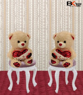 خرس عروسکی دو قلبی پولک دار سایز کوچک