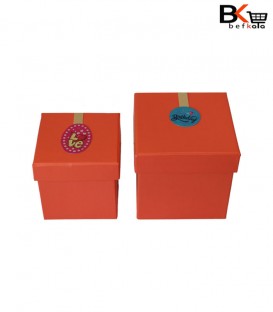 باکس کادویی مکعب مربع 2 تکه نارنجی کد 7