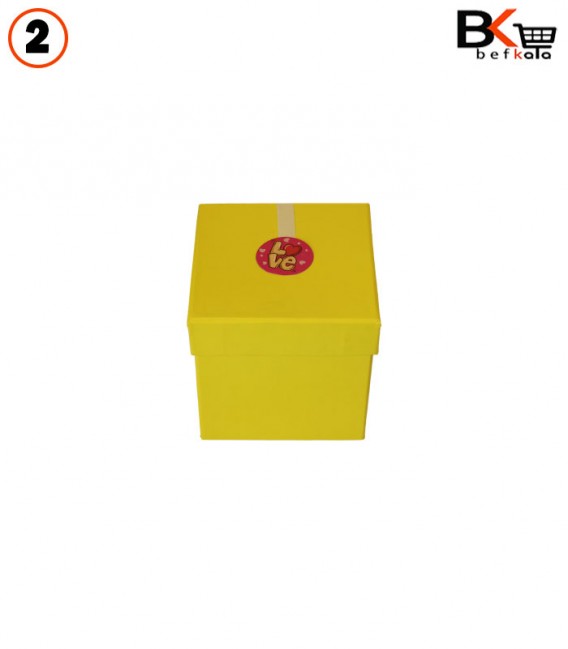 باکس کادویی مکعب مربع 2 تکه زرد کد 7 