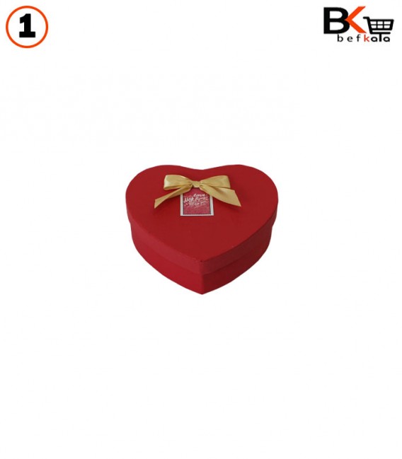 باکس کادویی 3 تکه قلبی پاپیون دار سایز کوچک قرمز کد 16