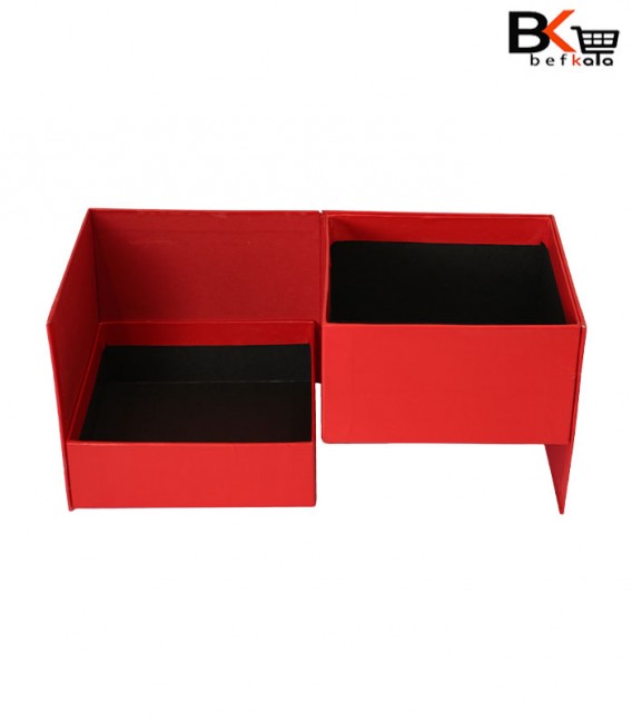 باکس کادویی سورپرایزی دو طرفه مربعی قرمز پاپیون دار کد 73