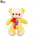 خرس عروسکی Love you پاپیون دار زرد کرم سایز متوسط