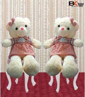 خرس عروسکی لباس راه راه پاپیون به گوش