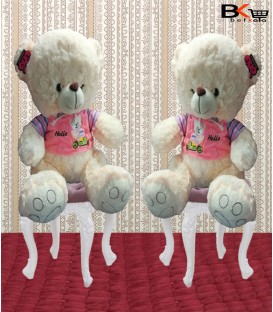 خرس عروسکی لباس مخملی با نوشته ی Hello