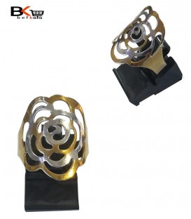 انگشتر استیل زنانه طلایی و نقره ای با طرح گل محمدی