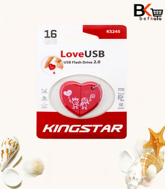 فلش مموری 16 گیگابایت کینگ استار طرح قلبی ویژه ولنتاین مدل Love USB 2.0 KS245