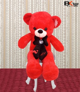 خرس عروسکی قرمز پاپیون دار سایز بزرگ