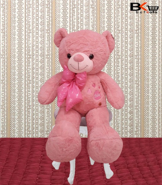 خرس عروسکی صورتی جذاب پاپیون دار سایز بزرگ
