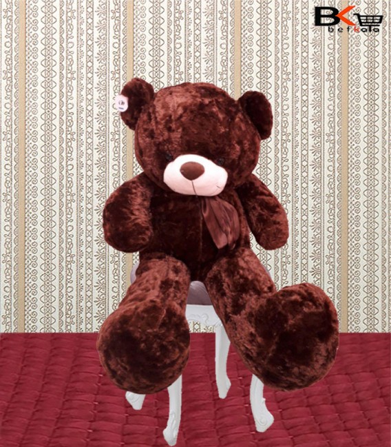 خرس عروسکی قهوه ای پاپیون دور گردن سایز بزرگ