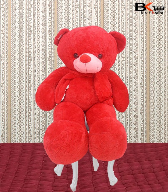 خرس عروسکی شال گردنی قرمز مخصوص ولنتاین سایز بزرگ